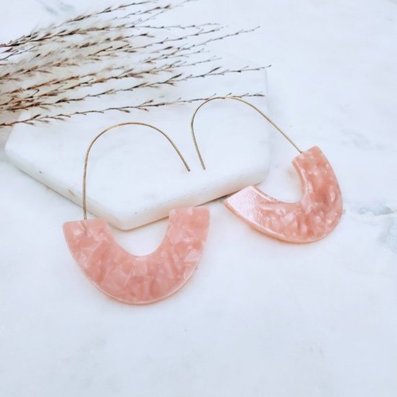 5 for $25 Pink Acrylic Hoop Resin Earrings - Picture 5 of 6